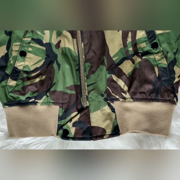 EUC rag & bone abstract camo cotton orange satin lined full zip front arm zip - Picture 10 of 16